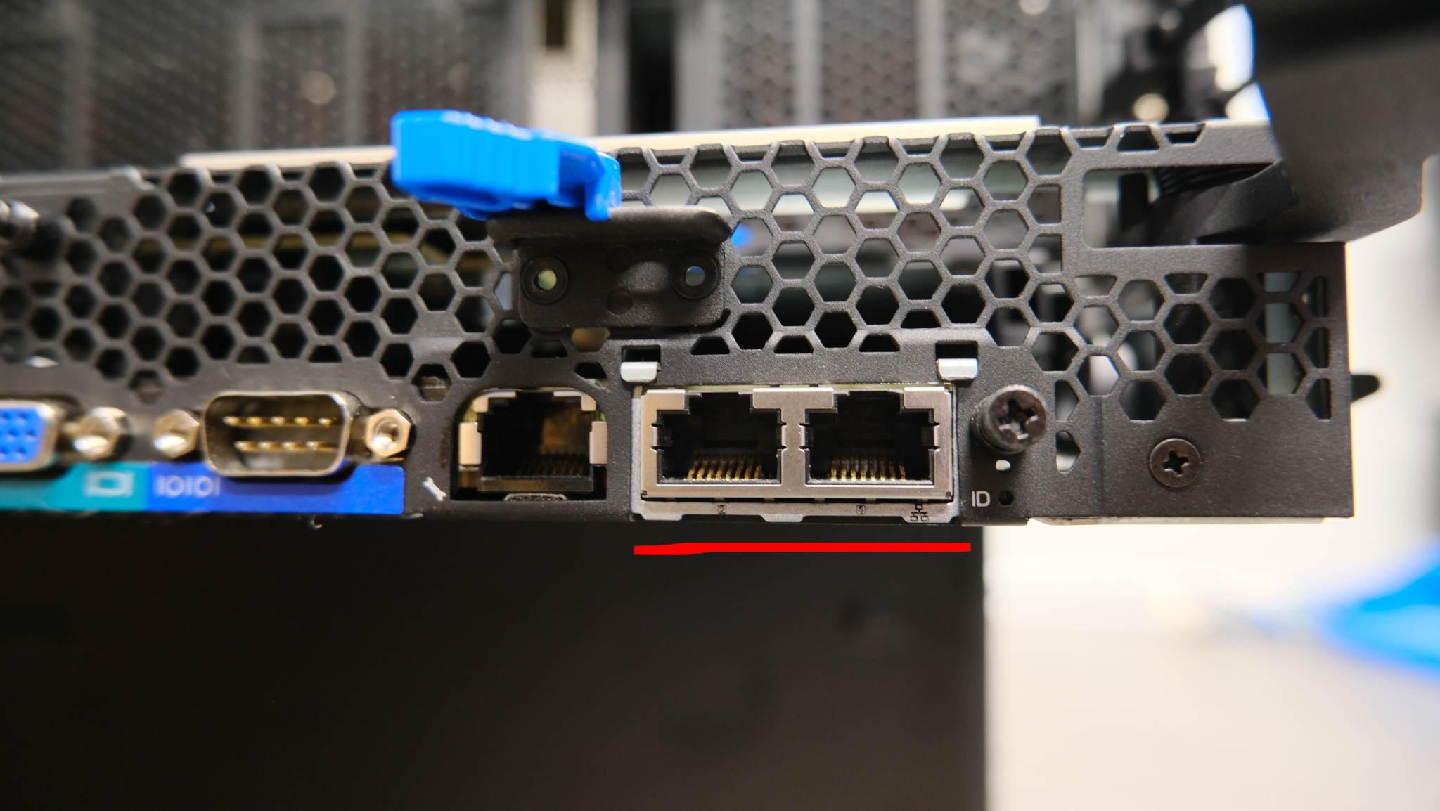 A close-up of an RJ45 Ethernet connector